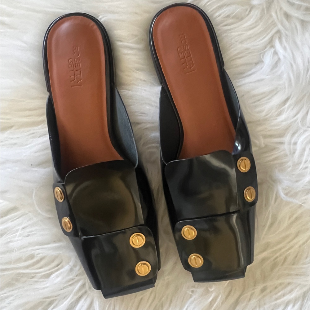 Rosetta Getty Black Leather Mules